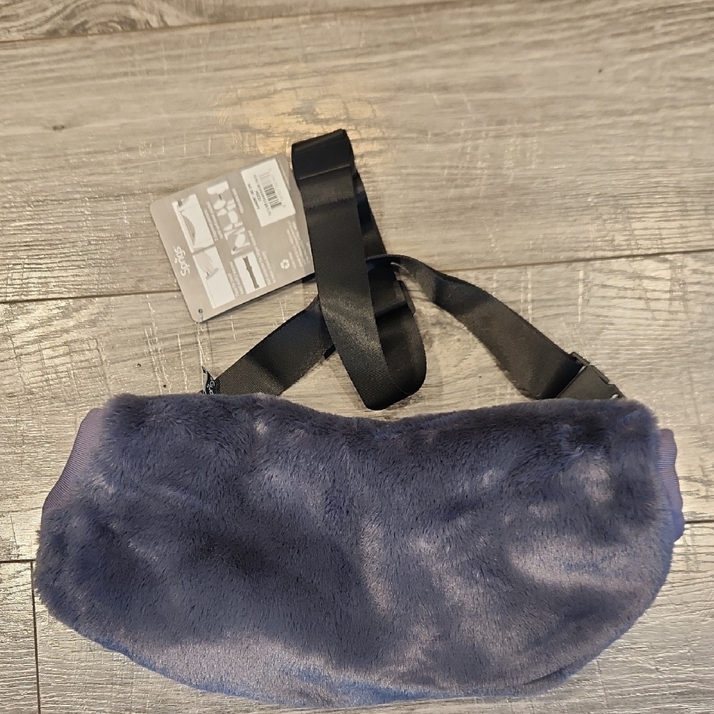 NWT Sprigs Faux Fur & Sherpa Muff Adjustable Waist Belt Slate Gray